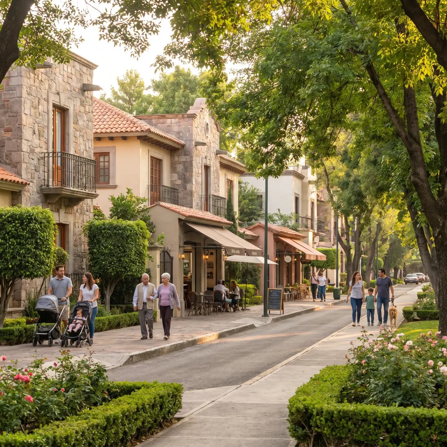 Tree-lined street in Providencia neighborhood