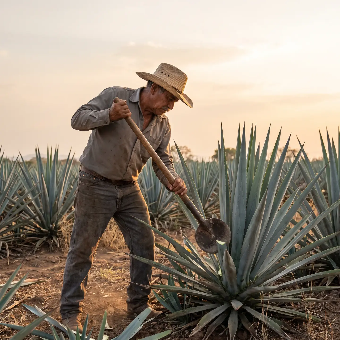 Jimador harvesting agave